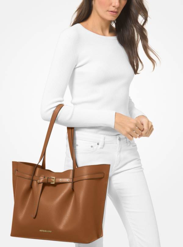 Damske Prenosná Taška Michael Kors Emilia Large Pebbled Leather Hnede - Kabelky Michael Kors Lacne | TBLDU-4816